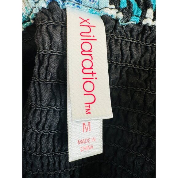 2/$25 NWOT Xhilaration M  Floral Low Cut Jumpsuit Blue Black Teal White - Picture 3 of 14